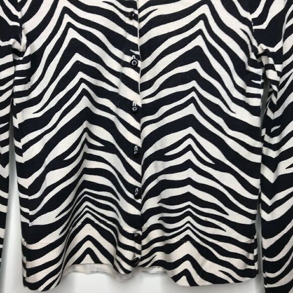 J.Crew Sz M Merino Wool Zebra print cardigan 88876 - Picture 3 of 5